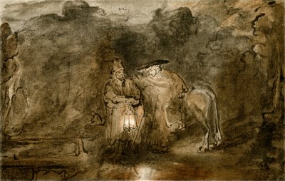 Descanse na fuga para o Egito de Rembrandt van Rijn