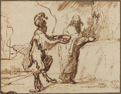 Satanás Tentando Cristo Para Transformar Pedras Em Pão de Rembrandt van Rijn
