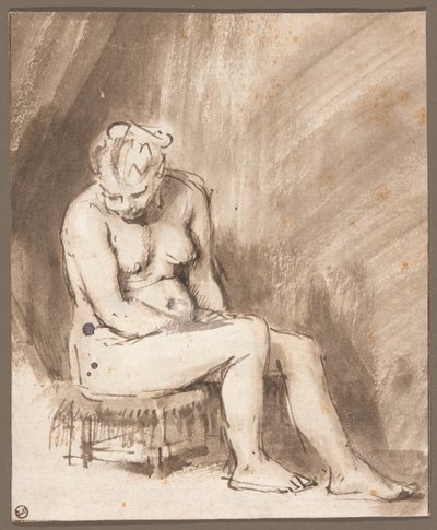 Nu feminino sentado de Rembrandt van Rijn