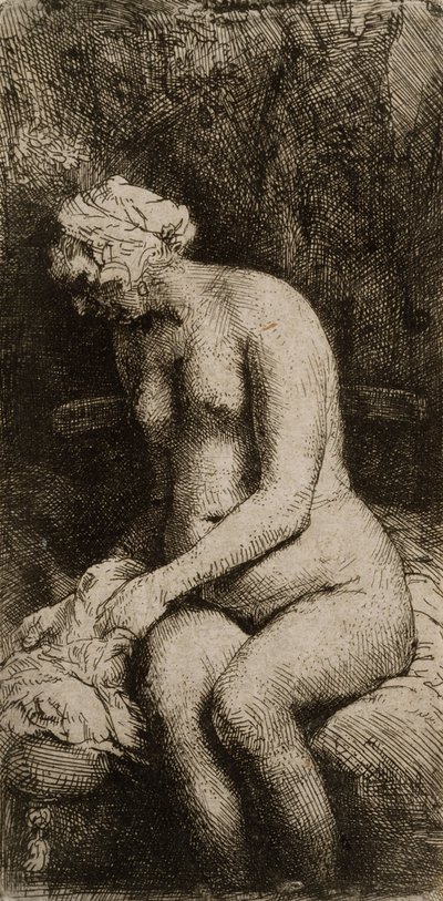 Nu Sentado de Rembrandt van Rijn