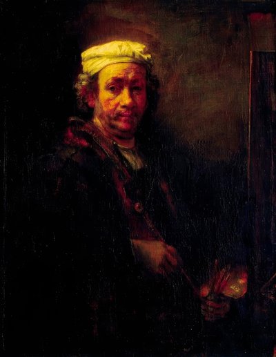 Auto-retrato em frente ao cavalete de Rembrandt van Rijn
