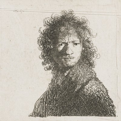Auto-retrato franzindo a testa, 1630 de Rembrandt van Rijn