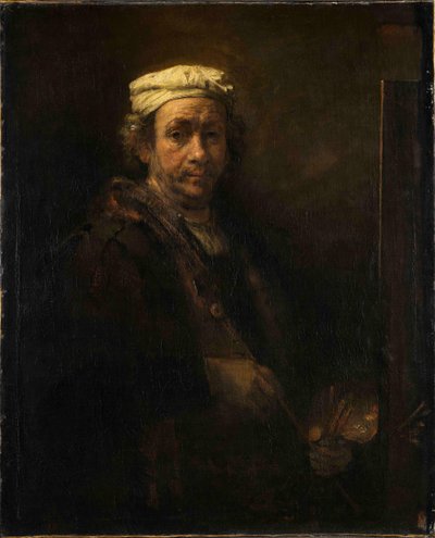 Auto-retrato no Cavalete Retrato do Artista no Cavalete, 1660. de Rembrandt van Rijn