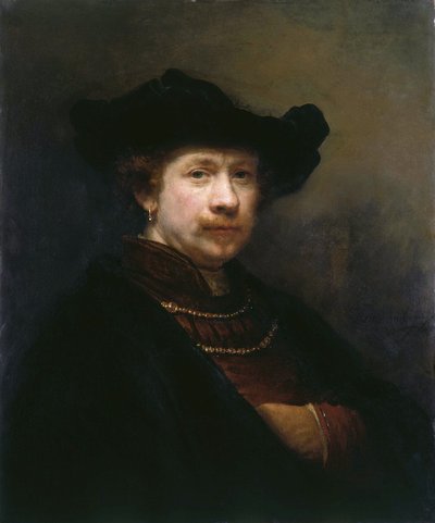 Auto-retrato com boné liso, 1642. de Rembrandt van Rijn