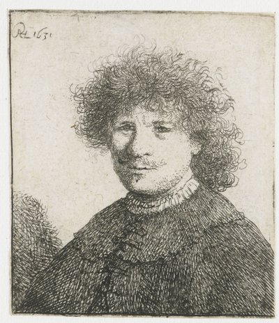 Auto-retrato de capa com colarinho a cair: busto de Rembrandt van Rijn
