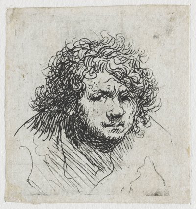 Auto-retrato inclinado para a frente: busto de Rembrandt van Rijn