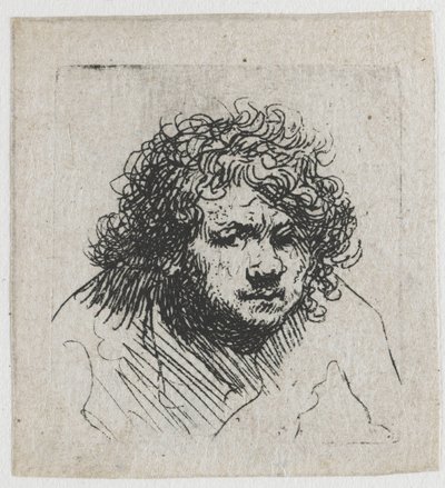 Autorretrato inclinado para a frente: busto de Rembrandt van Rijn