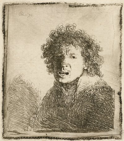 Auto-retrato de boca aberta, como se gritasse: busto, 1630. de Rembrandt van Rijn
