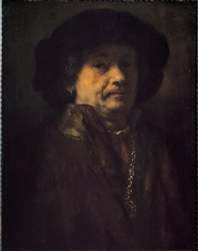 Auto-retrato com brinco e corrente dourada (Pintura de Rembrandt van Rijn