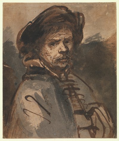Auto-retrato, 1635-40 (caneta e tinta marrom) de Rembrandt van Rijn
