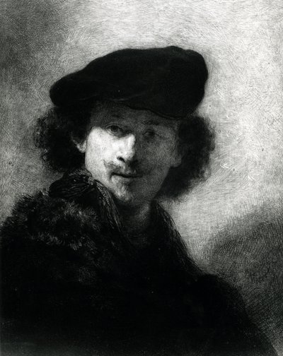Autorretrato com boina de veludo de Rembrandt van Rijn