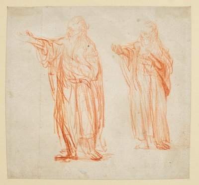 Folha com dois estudos para "São João Batista" de Rembrandt van Rijn