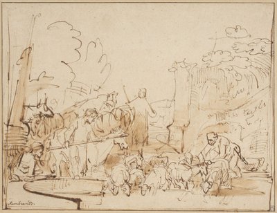 Pastores e pastores de ovelhas de Rembrandt van Rijn