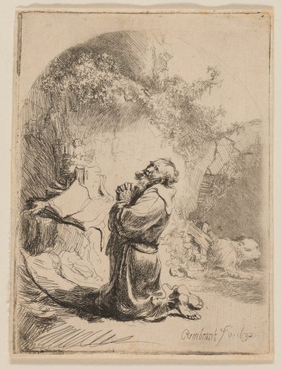 São Jerônimo Orando: em arco de Rembrandt van Rijn