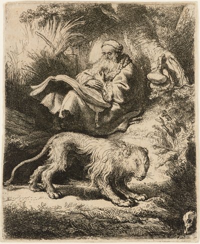 São Jerônimo lendo, 1634. de Rembrandt van Rijn