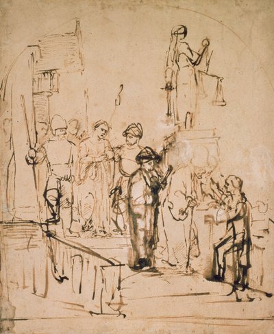 Susanna trouxe ao julgamento, século 17 de Rembrandt van Rijn