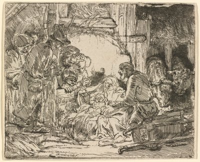 A Adoração dos Pastores: com a Lâmpada de Rembrandt van Rijn