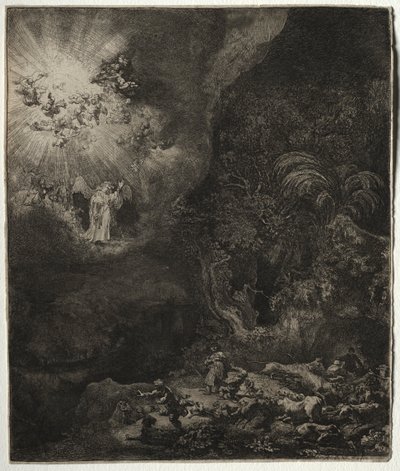 O Anjo Aparecendo aos Pastores de Rembrandt van Rijn