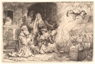 O Anjo Saindo da Família de Tobit de Rembrandt van Rijn