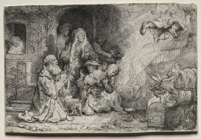 O Anjo Saindo da Família de Tobit de Rembrandt van Rijn