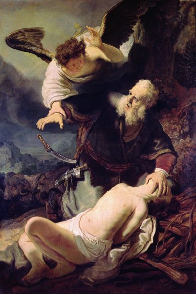 O anjo impedindo Abraão de sacrificar Isaac, 1636 de Rembrandt van Rijn