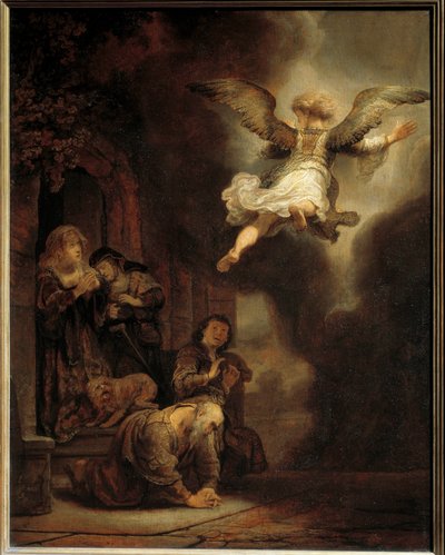 O Arcanjo Gabriel deixando a família de Tobias. 1637 de Rembrandt van Rijn