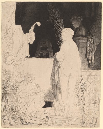 O artista desenhando a partir do modelo, c. 1639. de Rembrandt van Rijn
