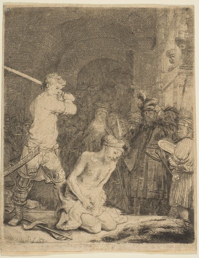 A decapitação de João Batista. de Rembrandt van Rijn
