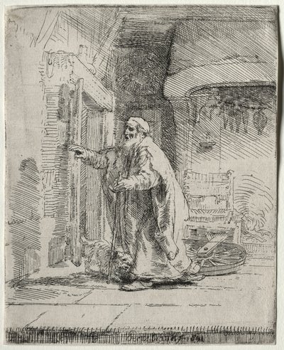 A cegueira de Tobit: A placa maior, 1651. de Rembrandt van Rijn