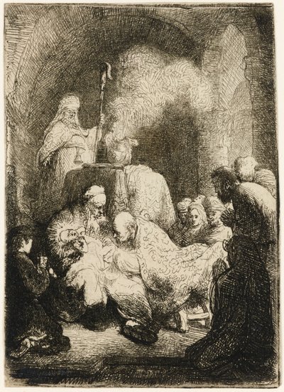 A circuncisão: pequena placa, 1630. de Rembrandt van Rijn