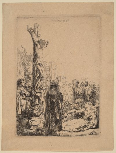 A Crucificação: Quadro Pequeno de Rembrandt van Rijn