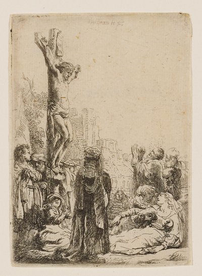 A Crucificação: Quadro Pequeno de Rembrandt van Rijn