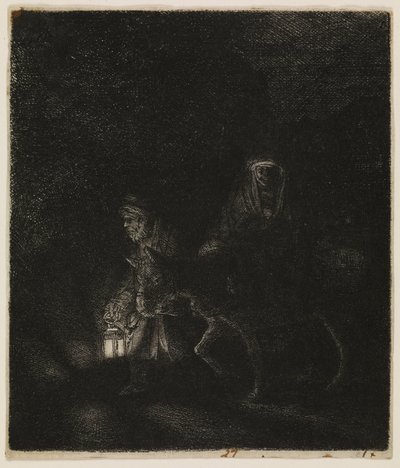 A Fuga para o Egito (uma peça noturna) de Rembrandt van Rijn
