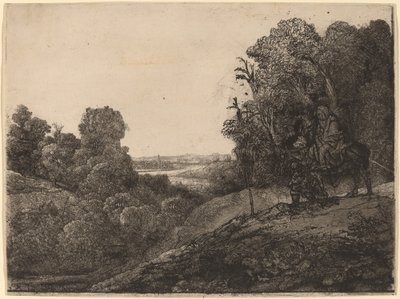 A fuga para o Egito: alterada de Seghers de Rembrandt van Rijn