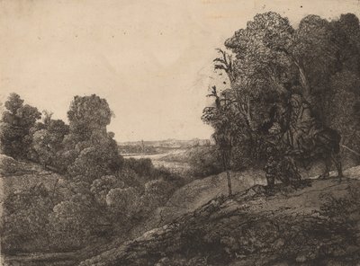 A Fuga para o Egito: Alterada de Seghers, c. 1653. de Rembrandt van Rijn
