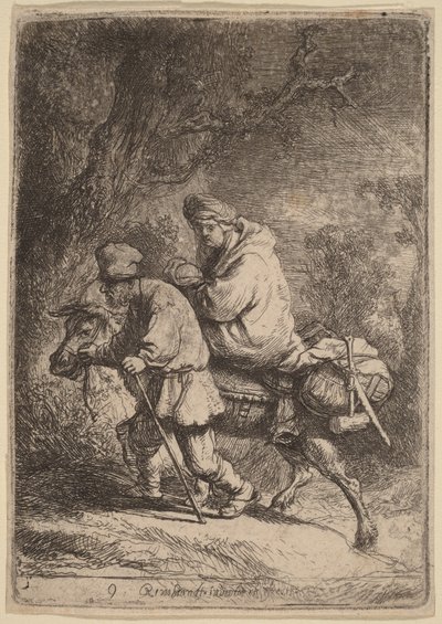 A Fuga para o Egito: Pequeno de Rembrandt van Rijn