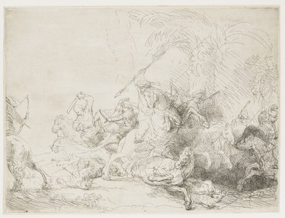 A grande caça ao leão, 1641 de Rembrandt van Rijn