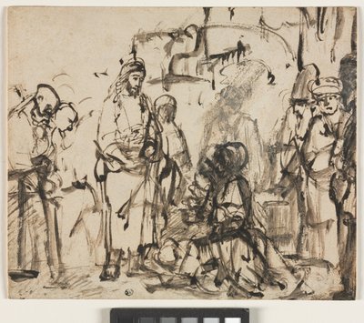 O encontro de Cristo com Marta e Maria após a morte de Lázaro, c.1662-65 de Rembrandt van Rijn