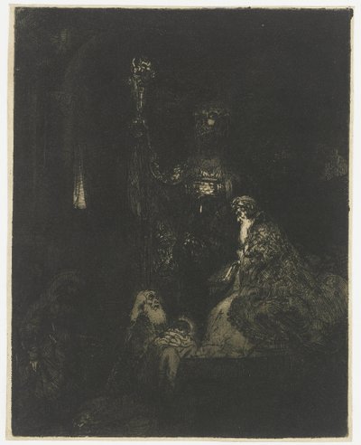 A Apresentação no Templo A apresentação no templo da maneira escura de Rembrandt van Rijn