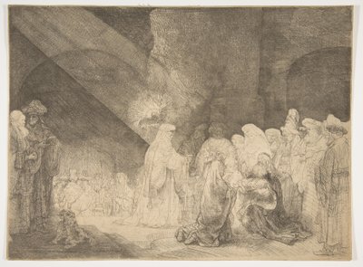 A apresentação no templo: Prato oblongo. de Rembrandt van Rijn