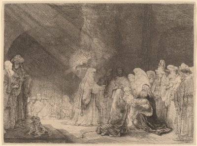 A apresentação no templo: impressão oblonga de Rembrandt van Rijn