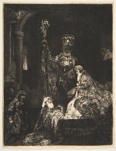 A Apresentação no Templo da Maneira Negra, ca. 1654 de Rembrandt van Rijn