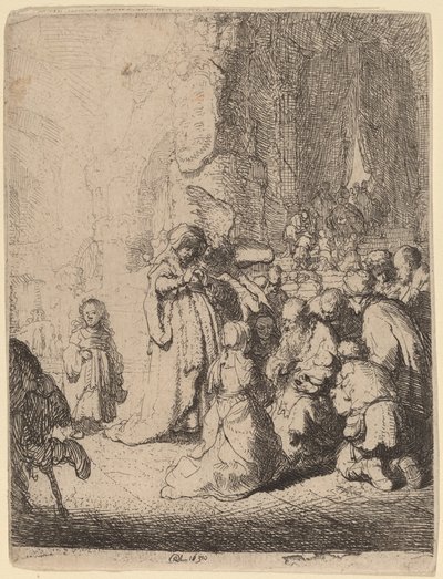 A Apresentação no Templo com o Anjo: Prato Pequeno de Rembrandt van Rijn