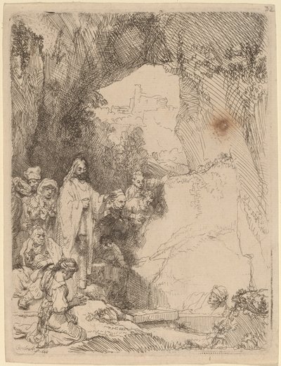 A Ressurreição de Lázaro: Prato Pequeno de Rembrandt van Rijn