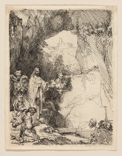 A Ressurreição de Lázaro: Prato Pequeno de Rembrandt van Rijn