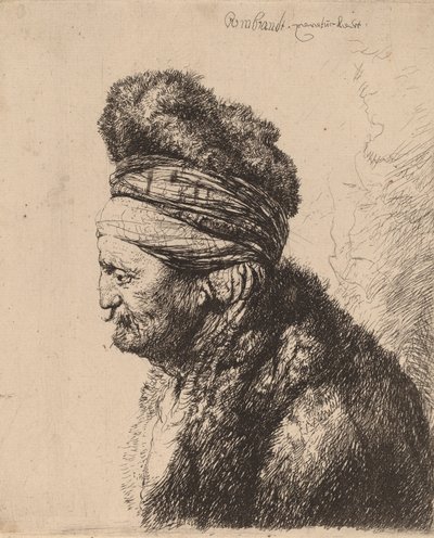 A Segunda Cabeça Oriental, c. 1635. de Rembrandt van Rijn