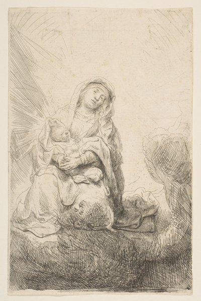 A Virgem e o Menino nas Nuvens, 1641. de Rembrandt van Rijn