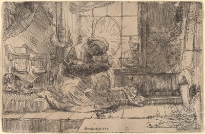 A Virgem e o Menino com o Gato e a Serpente de Rembrandt van Rijn