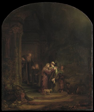 A Visitação, 1640 (óleo sobre painel de cedro) (ver também 5454147) de Rembrandt van Rijn