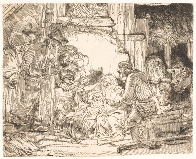 A adoração dos pastores (com a lâmpada) de Rembrandt van Rijn